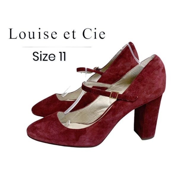 Louise et Cie Shoes - Louise Et Cie Jayde Maroon Suede Mary Jane Heels